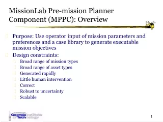 MissionLab Pre-mission Planner Component (MPPC): Overview