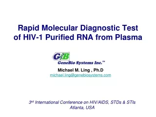 Rapid Molecular Diagnostic Test of HIV-1 Purified RNA from Plasma