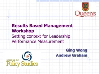 Results Based Management Workshop Setting context for Leadership Performance Measurement