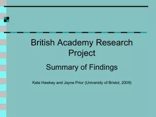 British Academy Research Project Summary of Findings