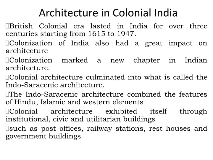 architecture in colonial india