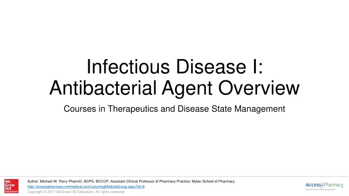 infectious disease i antibacterial agent overview