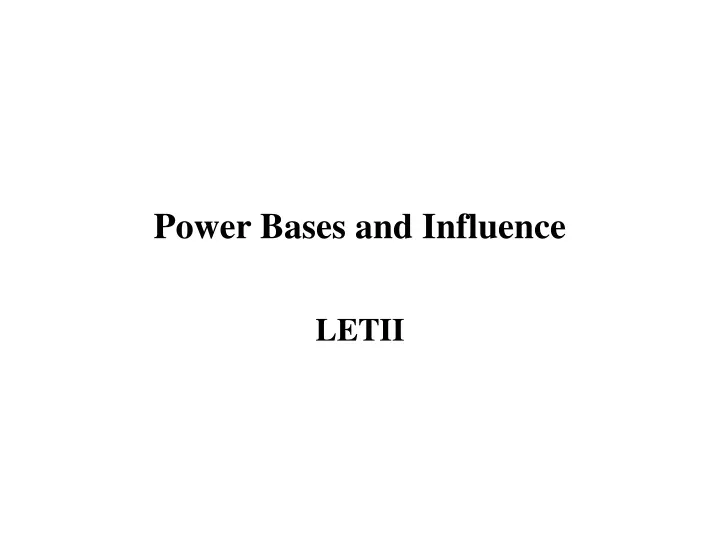 power bases and influence