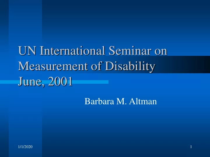un international seminar on measurement of disability june 2001