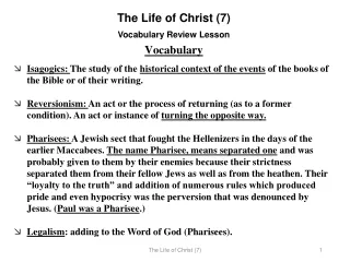 The Life of Christ (7) Vocabulary Review Lesson