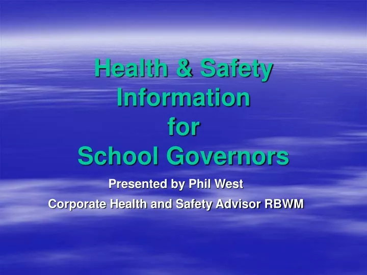 health safety information for school governors