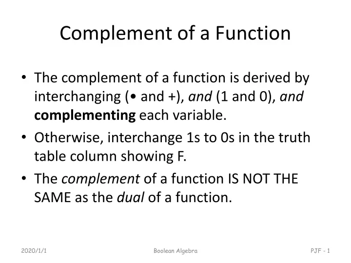 complement of a function