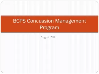BCPS Concussion Management Program