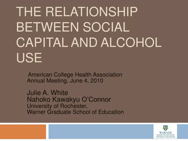 the relationship between social capital and alcohol use