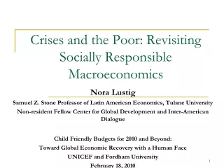 Crises and the Poor: Revisiting Socially Responsible Macroeconomics