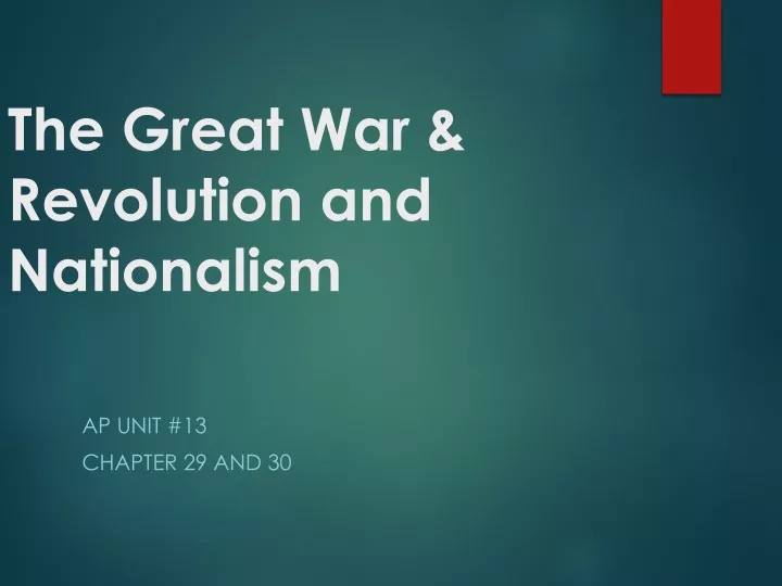 the great war revolution and nationalism