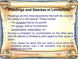 Pleadings and Statutes of Limitations