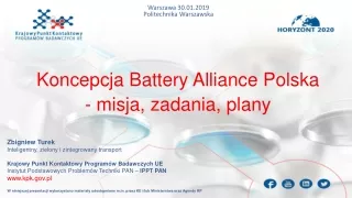 Koncepcja Battery Alliance Polska - misja, zadania, plany