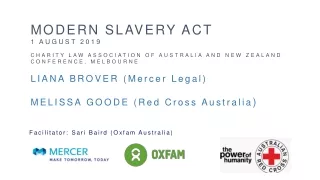 Modern Slavery  Act 1 August 2019