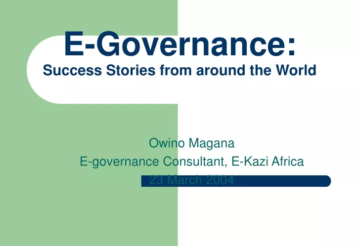 e governance success stories from around the world