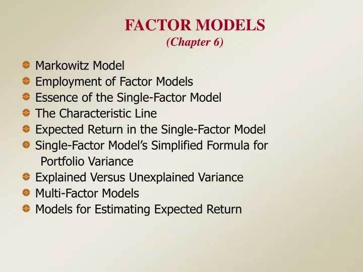 factor models chapter 6
