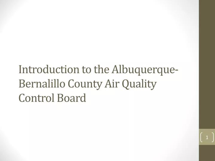 introduction to the albuquerque bernalillo county air quality control board