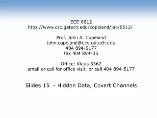 ECE-6612  csc.gatech / copeland / jac /6612/  Prof. John A. Copeland