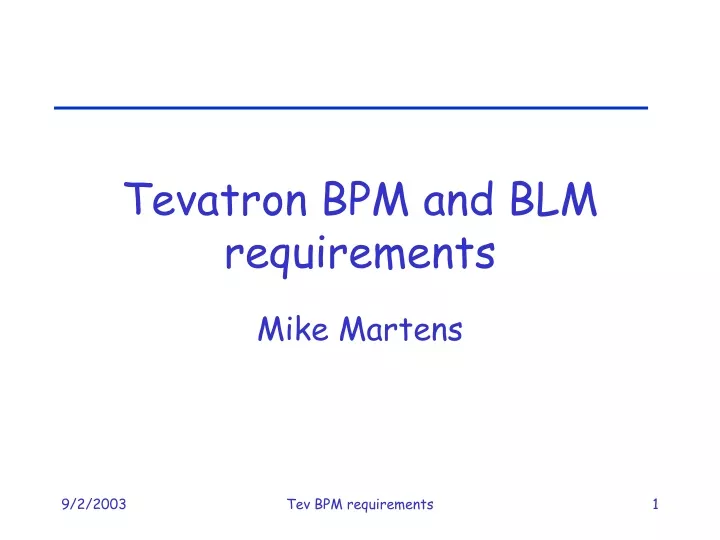 tevatron bpm and blm requirements