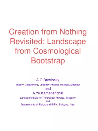 Creation from Nothing Revisited: Landscape from Cosmological Bootstrap