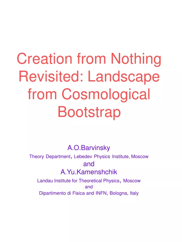 creation from nothing revisited landscape from cosmological bootstrap