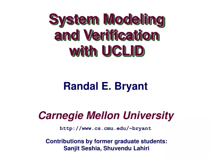 system modeling and verification with uclid