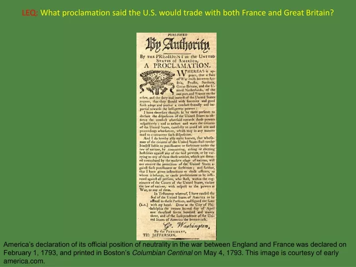 leq what proclamation said the u s would trade with both france and great britain