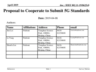 Proposal to Cooperate to Submit 5G Standards