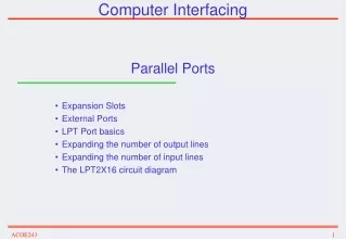 Expansion Slots External Ports LPT Port basics Expanding the number of output lines