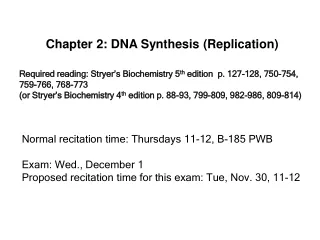 Chapter 2: DNA Synthesis (Replication)