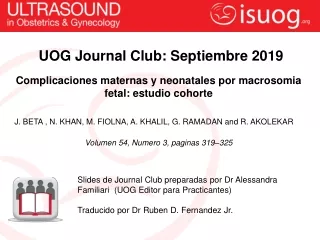 UOG Journal Club:  Septiembre  2019