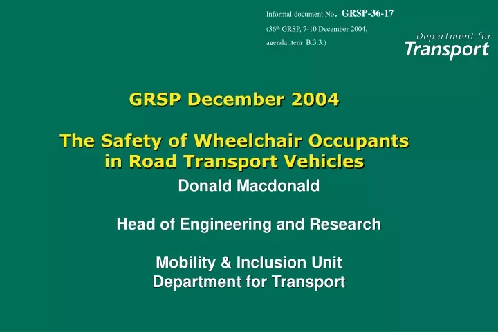 grsp december 2004 the safety of wheelchair occupants in road transport vehicles