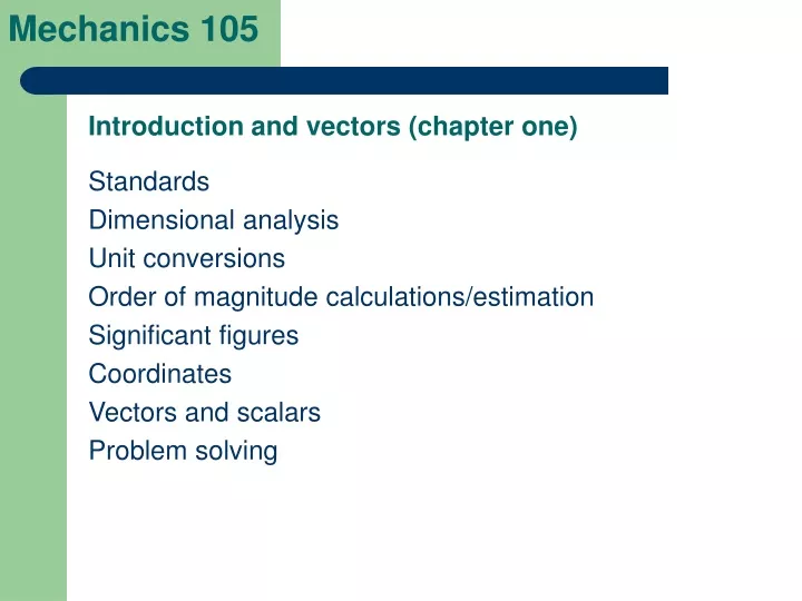 introduction and vectors chapter one