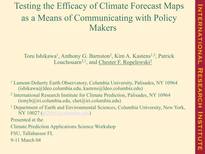 testing the efficacy of climate forecast maps