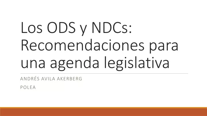 los ods y ndcs recomendaciones para una agenda legislativa