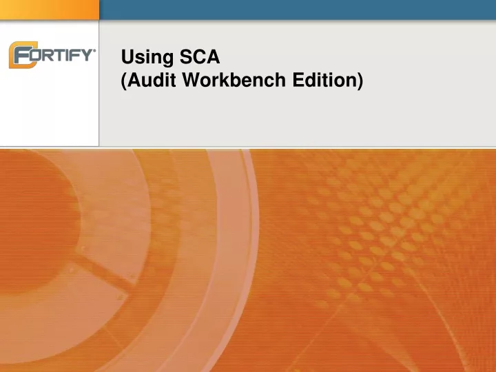 using sca audit workbench edition