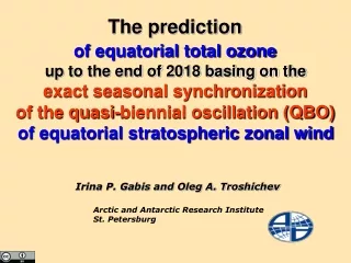 The prediction of equatorial total ozone up to the end of 2018 basing on the