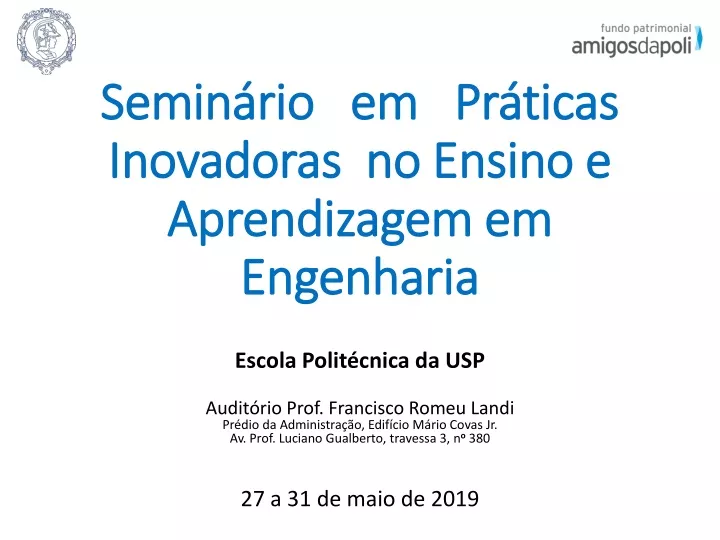 semin rio em pr ticas inovadoras no ensino e aprendizagem em engenharia