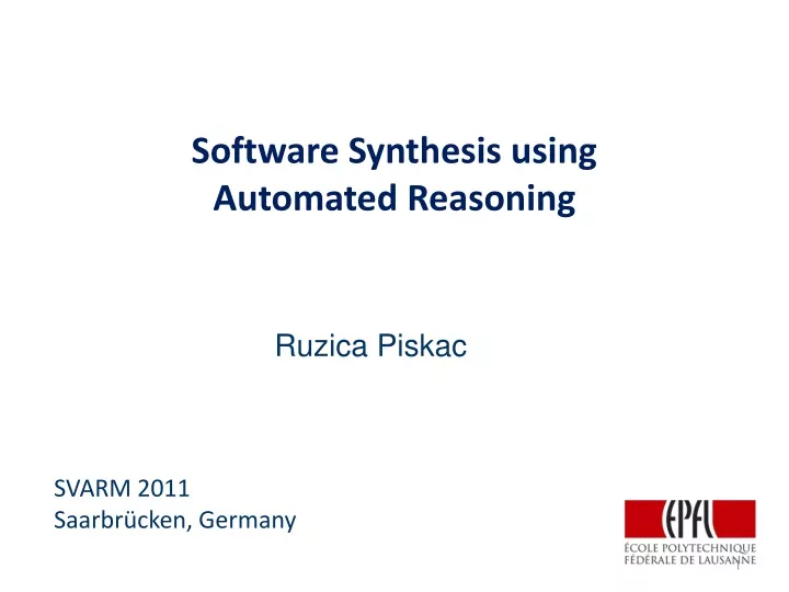 software synthesis using automated reasoning