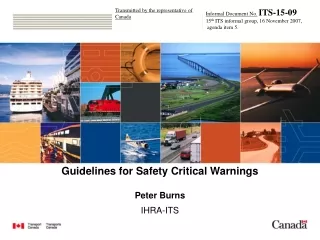 Guidelines for Safety Critical Warnings Peter Burns IHRA-ITS