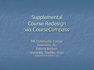 Supplemental  Course Redesign via CourseCompass