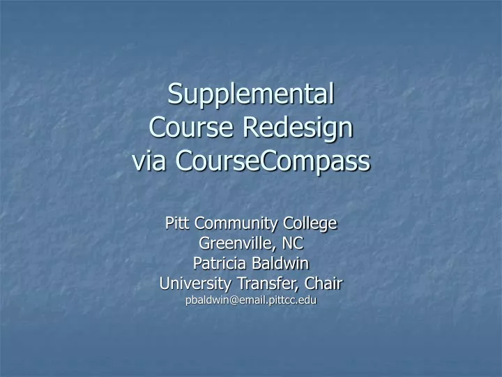 supplemental course redesign via coursecompass