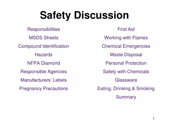 safety discussion