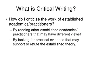 What is Critical Writing?