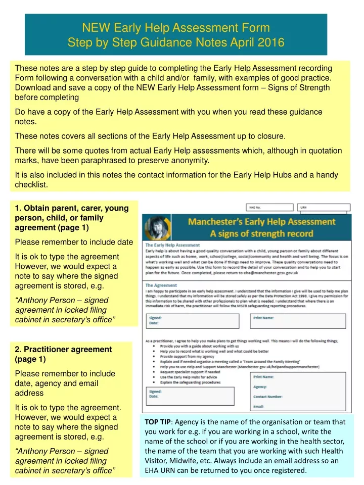 new early help assessment form step by step