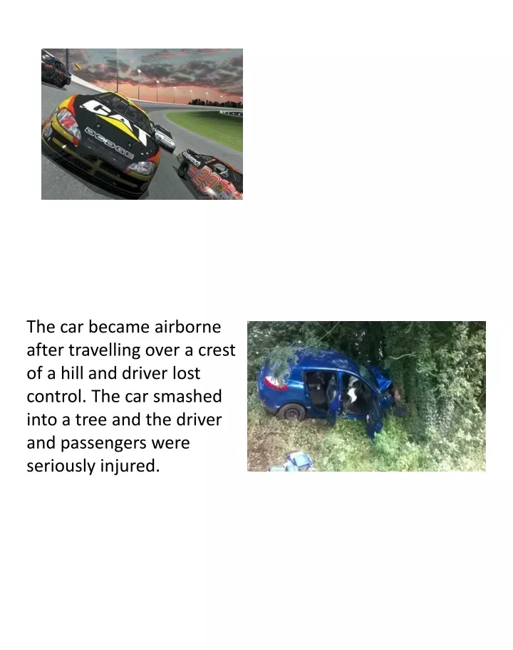 the car became airborne after travelling over