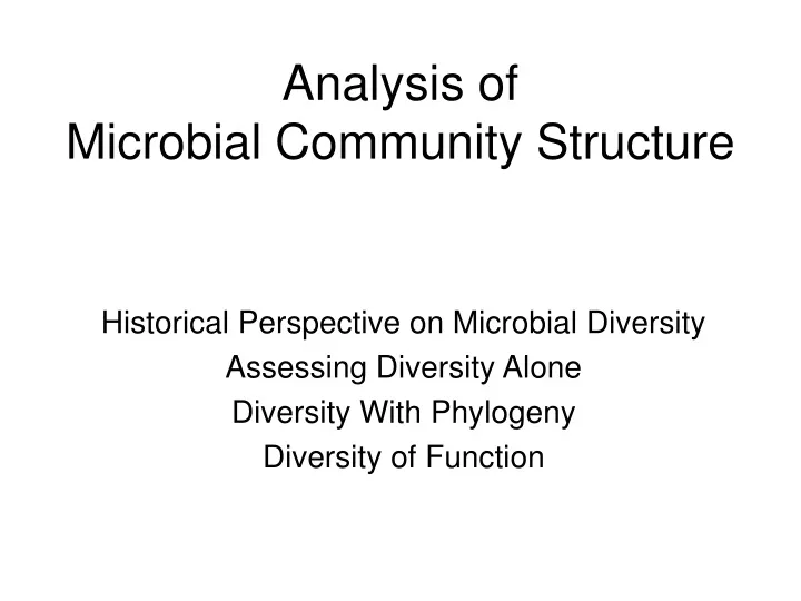 analysis of microbial community structure