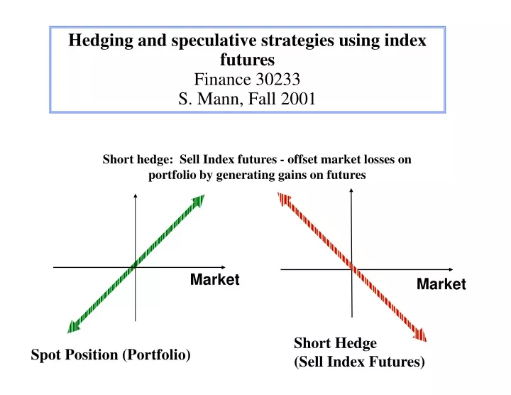 hedging and speculative strategies using index