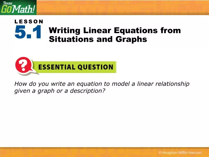 writing linear equations from situations and graphs
