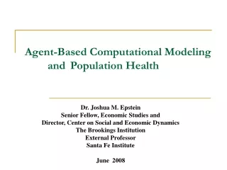 Agent-Based Computational Modeling 	and 	Population Health